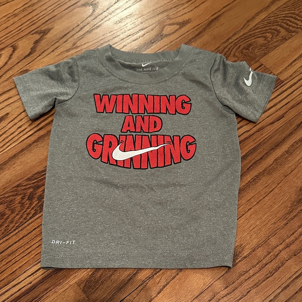 Nike Kids Gray Tee with Red Graphic